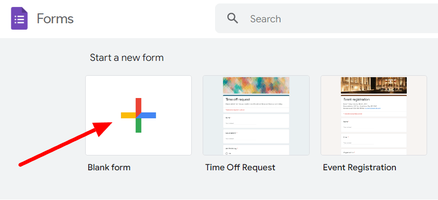 Image accompanying: Step 1: Create a new Google Form