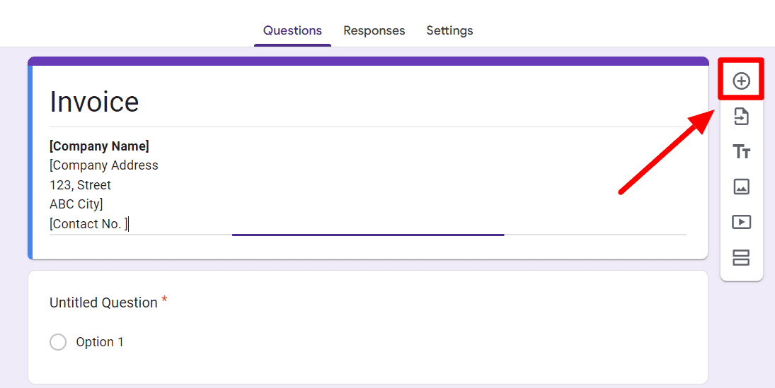 Image accompanying: Step 2: Create an invoice form on Google Forms