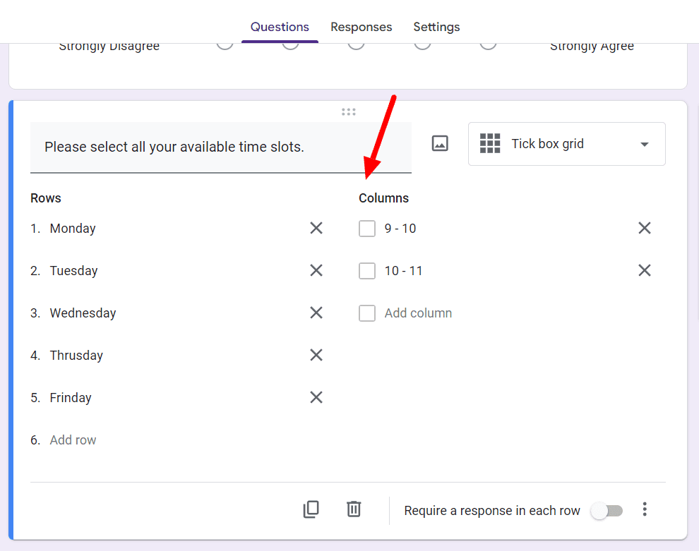 Image accompanying: Step 4: Fill in your rows and columns