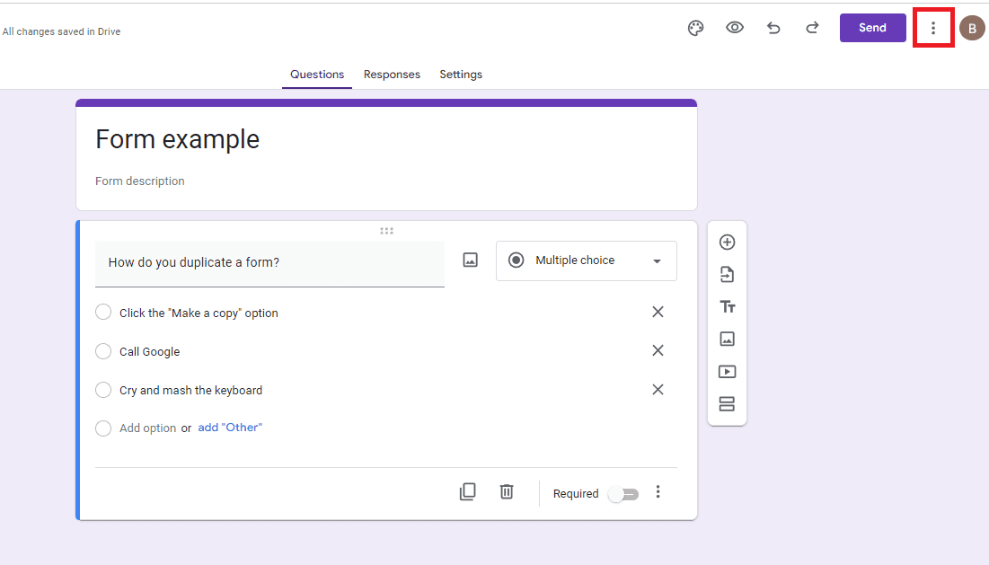 Image accompanying: Step 3: Duplicate the form and select where it’s saved