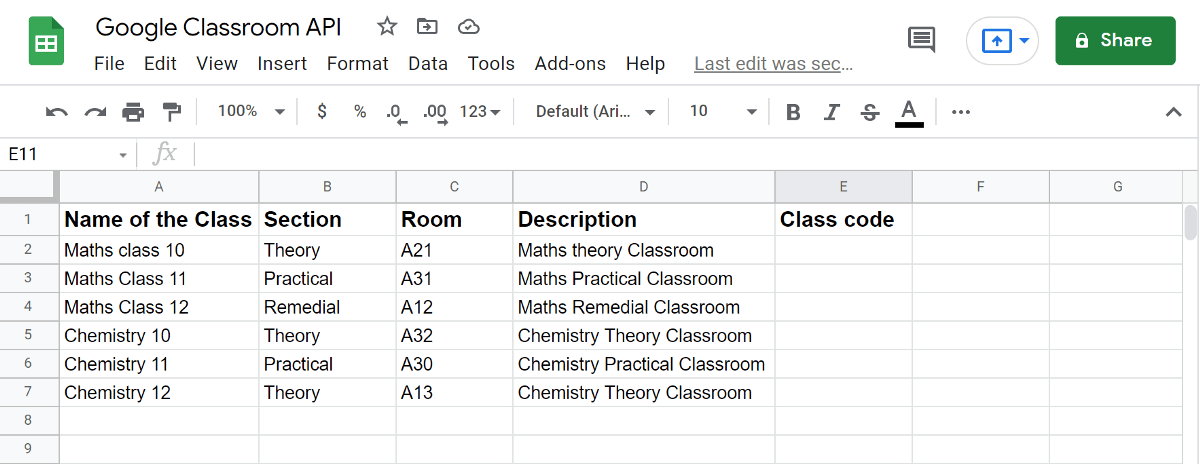 Image accompanying: Step 1: Sample Google Sheet