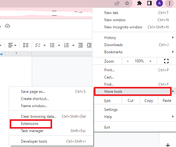 Image accompanying: Turn off extensions