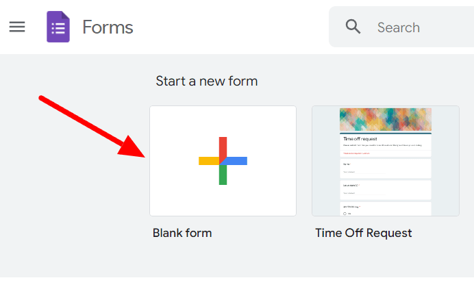 Image accompanying: Step 1: Create a new Google Form