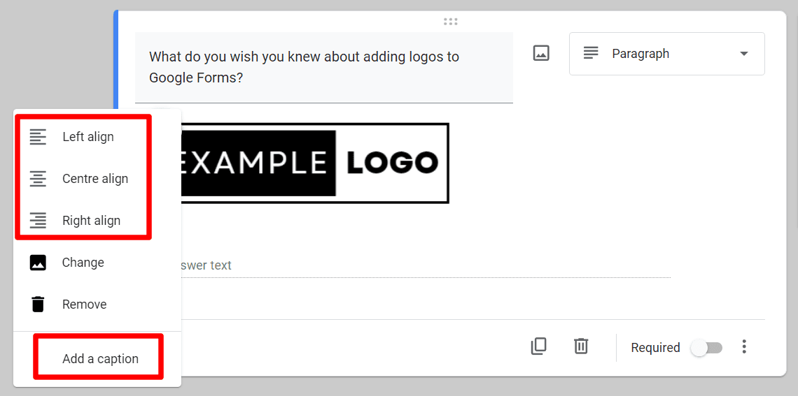 Image accompanying: Step 4: (optional) Add logo to a question