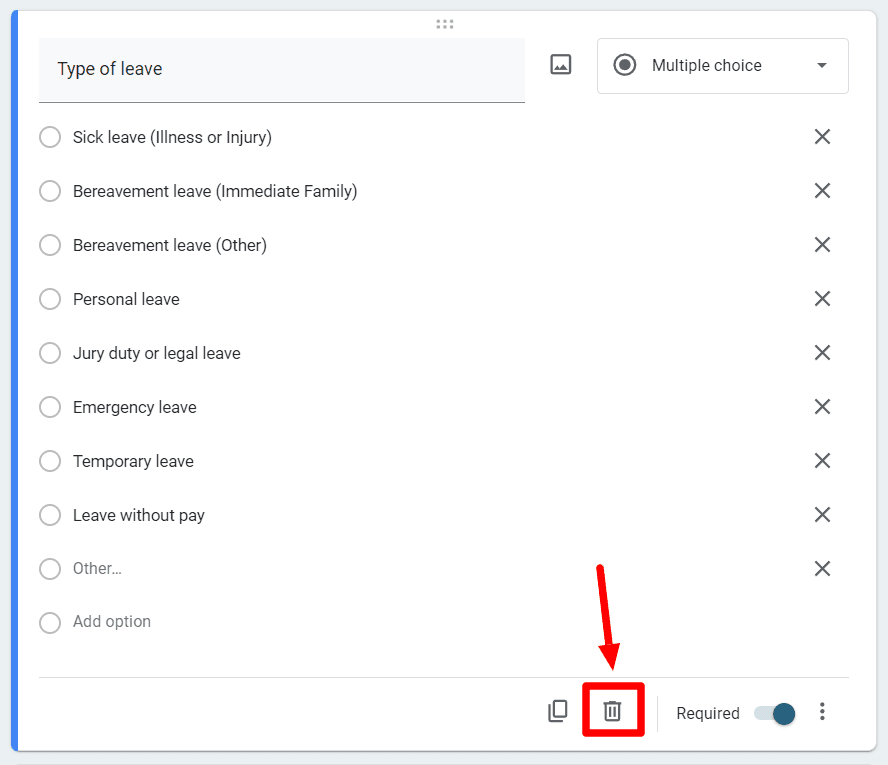 Image accompanying: Step 3: Choose to include type of leave or not