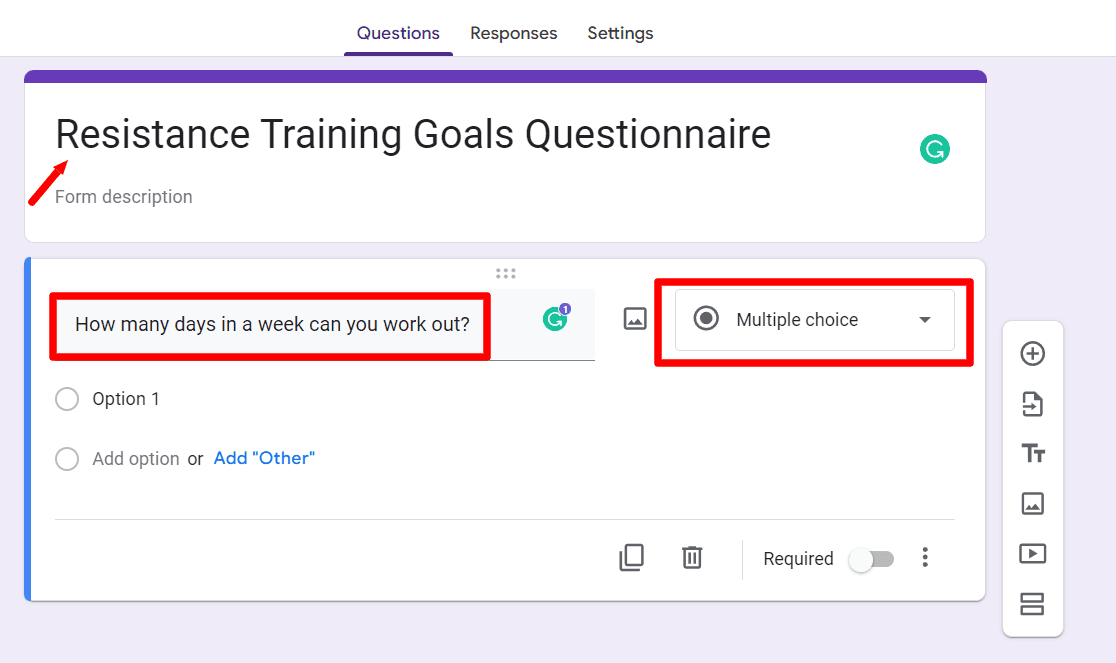 Image accompanying: Step 2: Add a new question