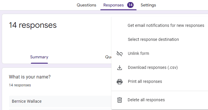 Image accompanying: Step 3: Click “More” to reach your Google Form notification settings