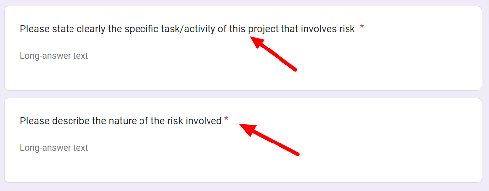 Image accompanying: Step 3: Include fields to enter tasks and risks
