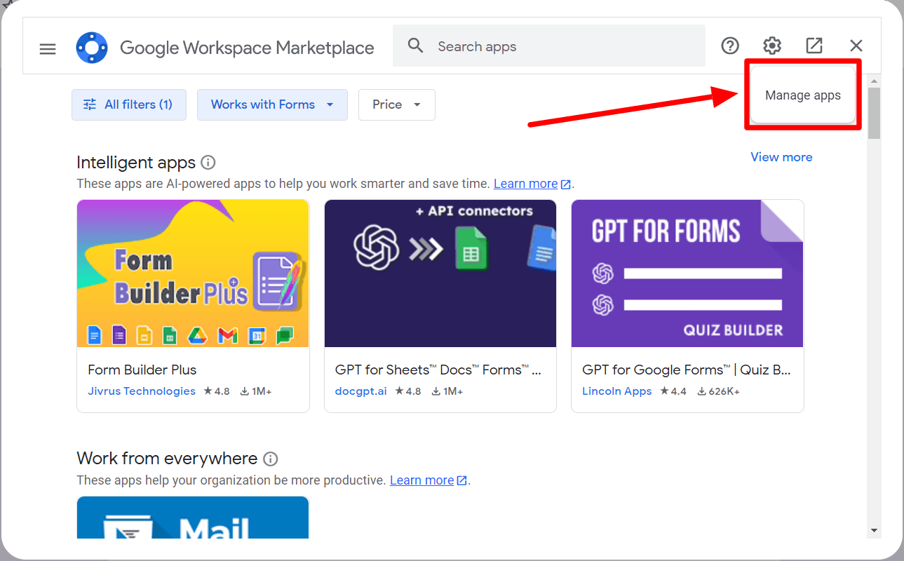 Image accompanying: Step 3: Click “Manage apps”