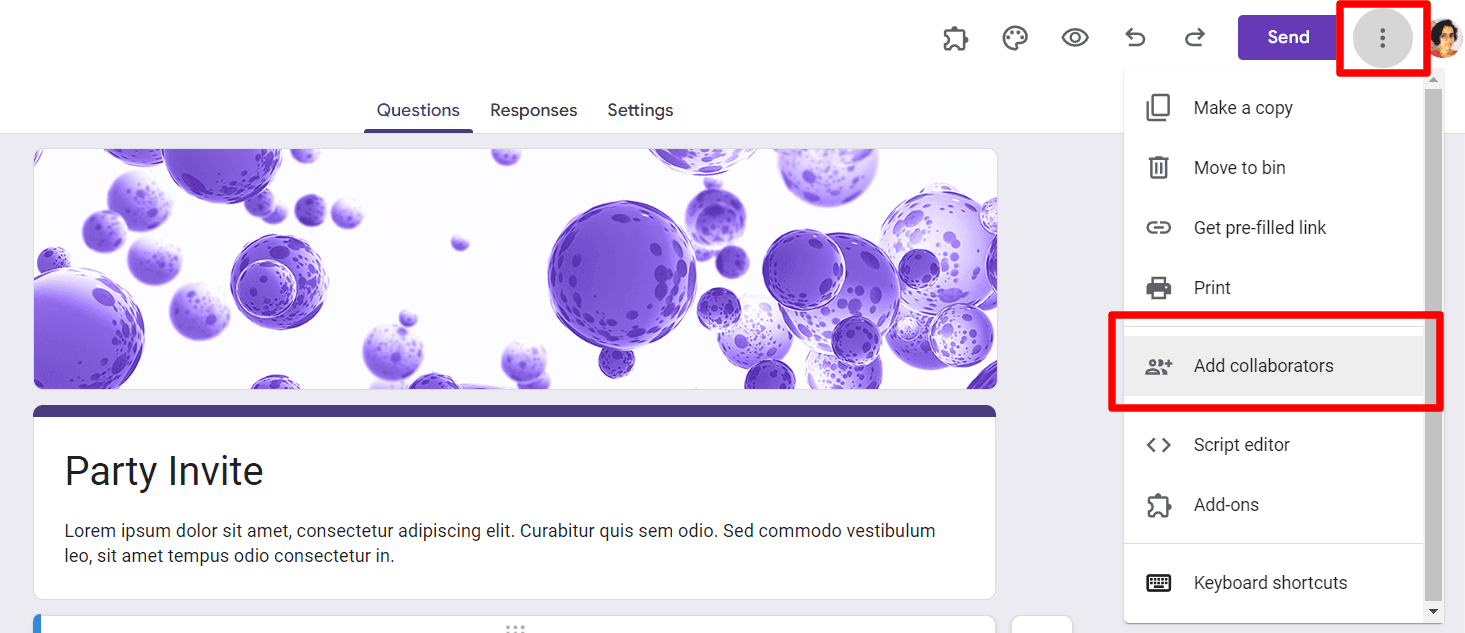 Image accompanying: Step 2: Click on ‘Add collaborators’ under ‘More options’