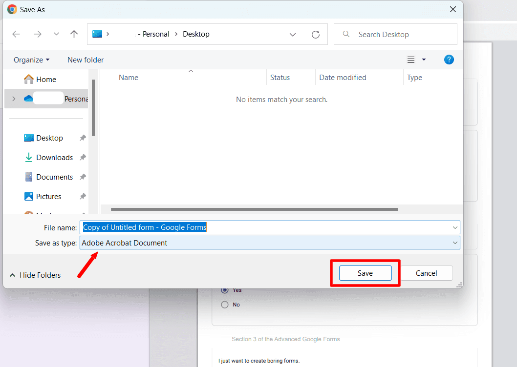 Image accompanying: Step 4: Save the Google Forms responses as a PDF