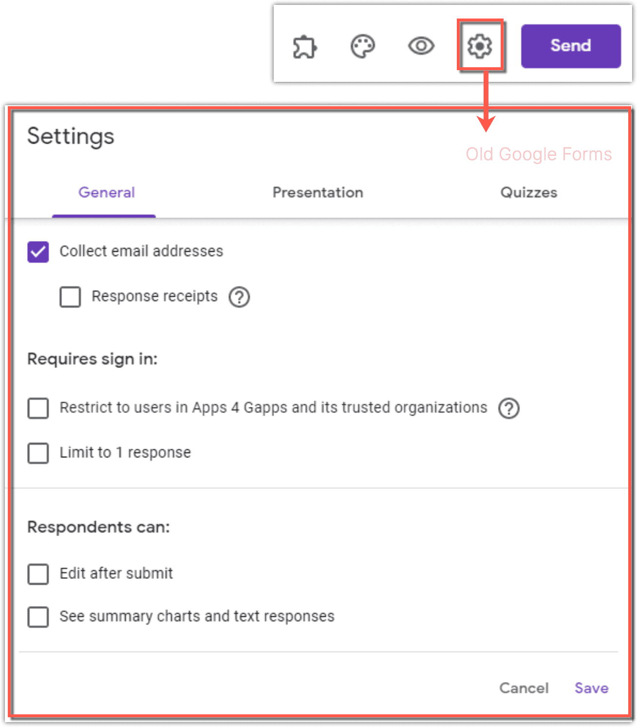 Image accompanying: Google Forms settings are easier to locate