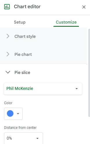 Image accompanying: Step 4: How to customize and edit a pie chart on Google docs