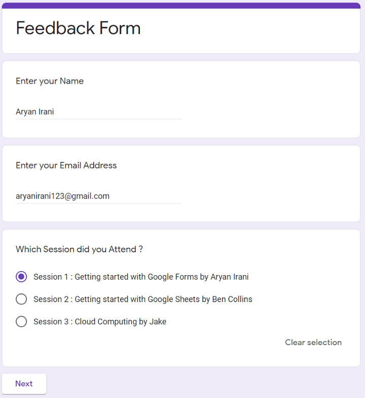 Image accompanying: Step 4: Check the Output of Nested Questions in Google Forms