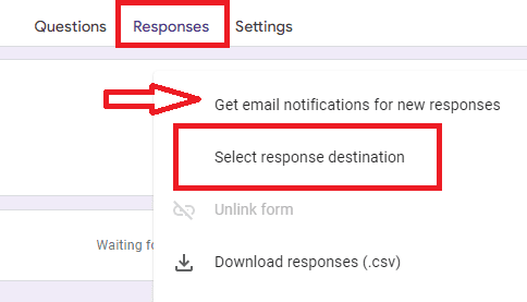 Image accompanying: Step 4: Select a response destination