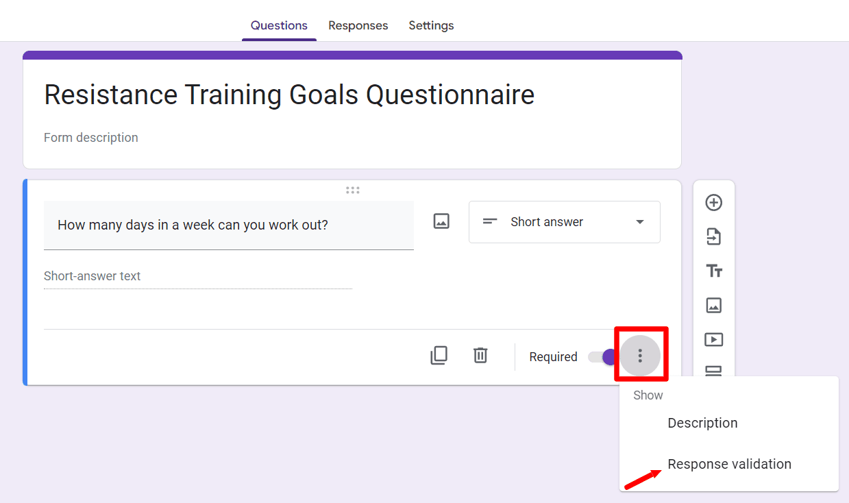 Image accompanying: Step 3: Enable Google Forms validation