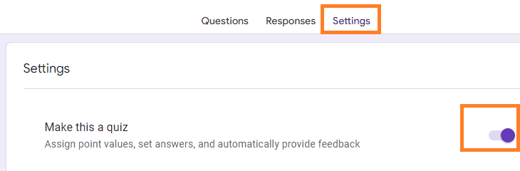 Image accompanying: Step 1: Make Google Form a quiz