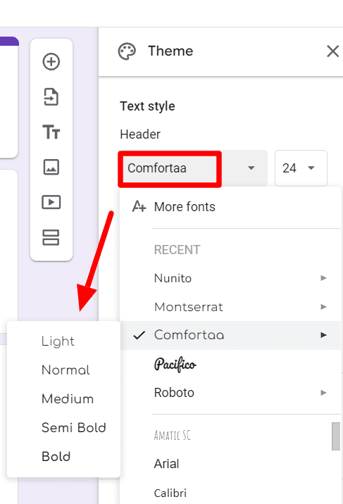 Image accompanying: Step 3: Choose your Google Form font