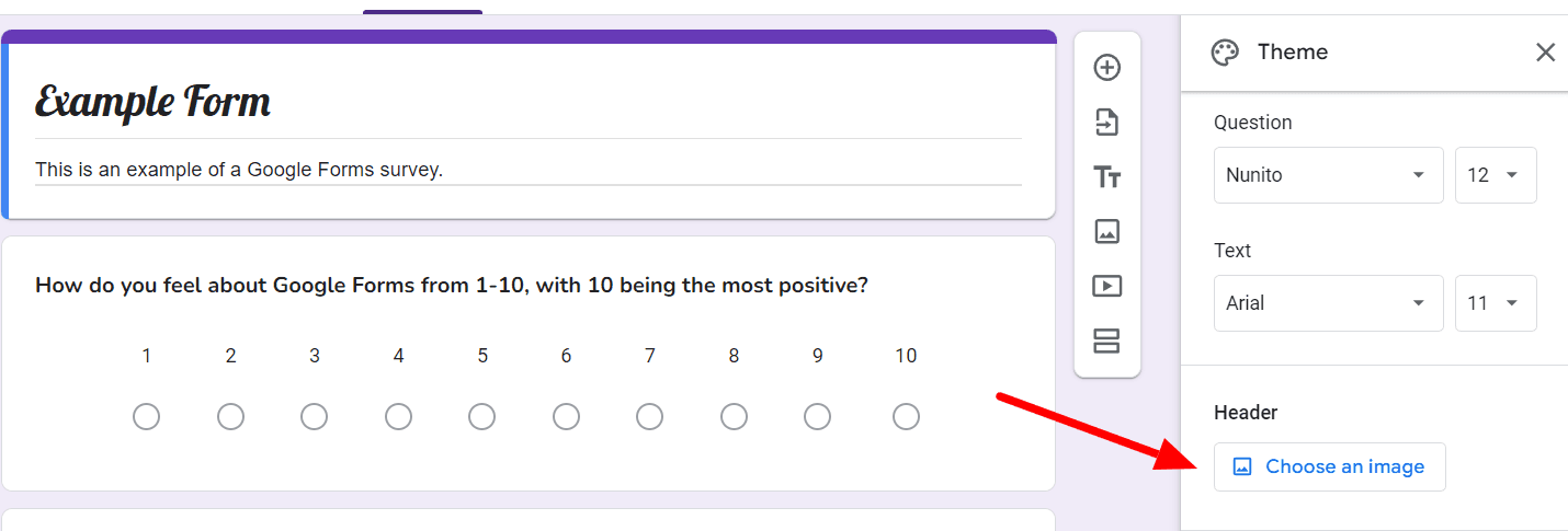Image accompanying: Step 4: Add image to Google Form header