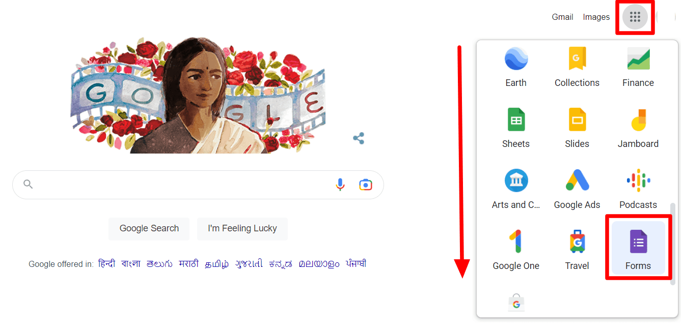 Image accompanying: Step 1: Open a Google Form