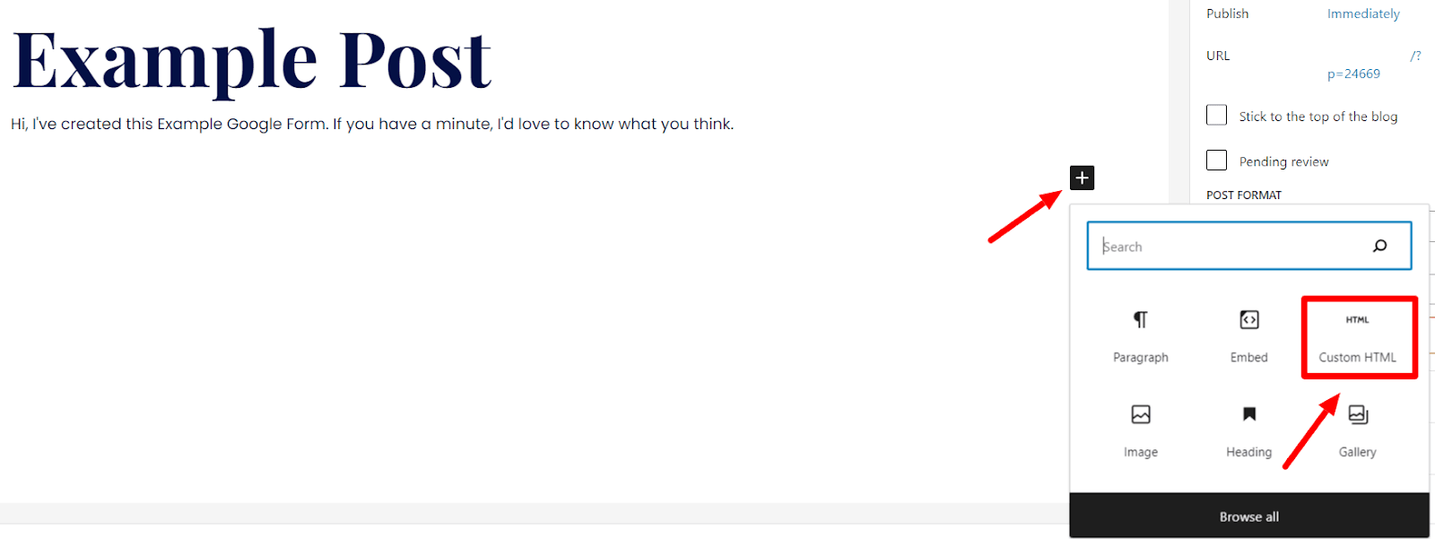 Image accompanying: Step 5: Paste iFrame where you need the form