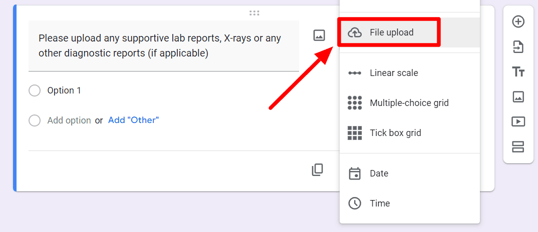 Image accompanying: Step 5: Allow patient to upload pertinent files