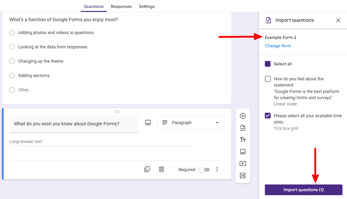 Image accompanying: Import questions from other forms