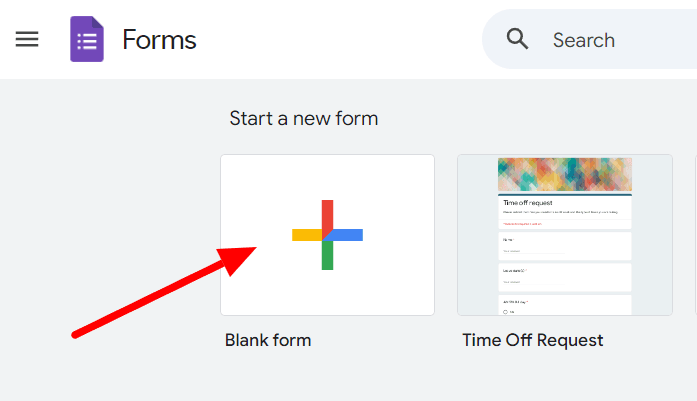 Image accompanying: Step 1: Create a new Google Form