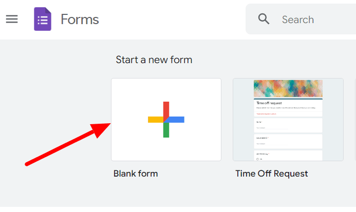 Image accompanying: Step 1: Create a new Google Form