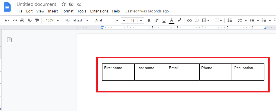 Image accompanying: Step 2: Insert fillable questions into the Doc