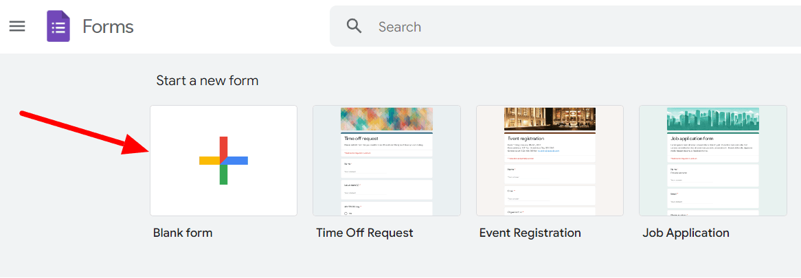 Image accompanying: Step 1: Create a new Google Form