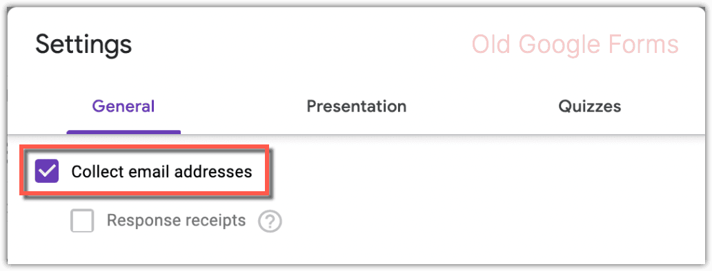 Image accompanying: Google Forms Collect Email Address Settings