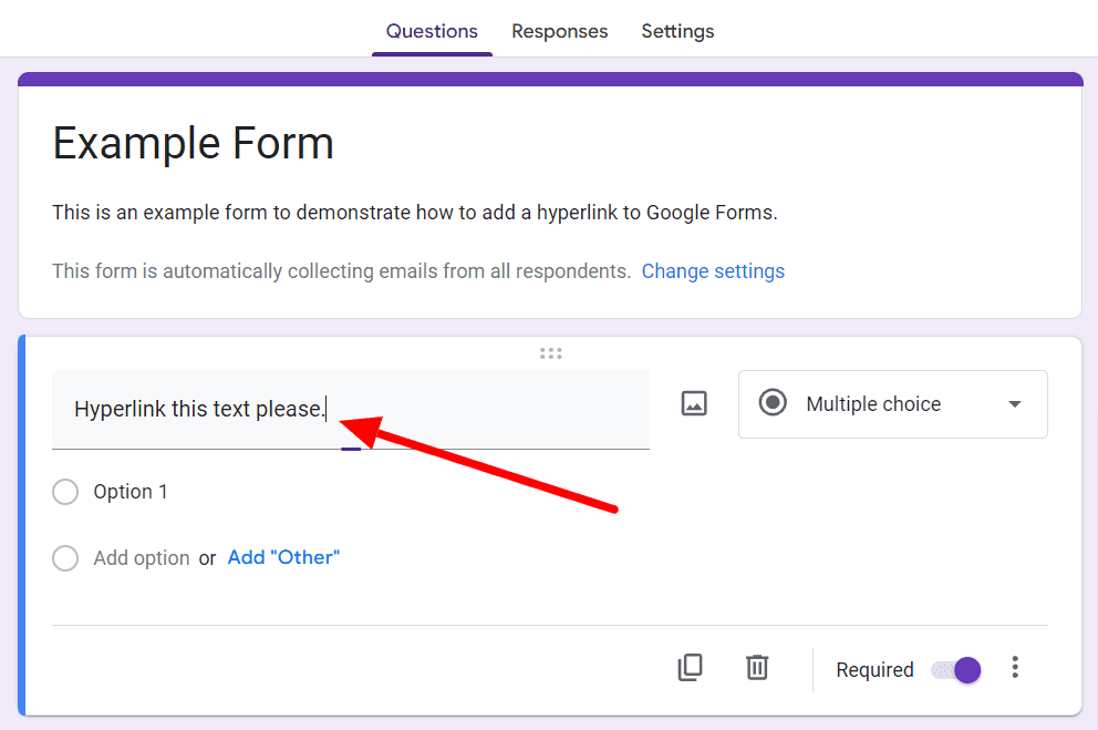 Image accompanying: Step 2: Type out the text where link needs to go