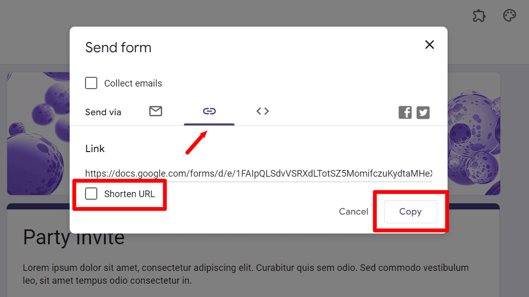 Image accompanying: Step 3: Choose how to share your Google Form