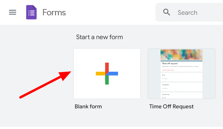 Image accompanying: Step 1: Create a new Google Form