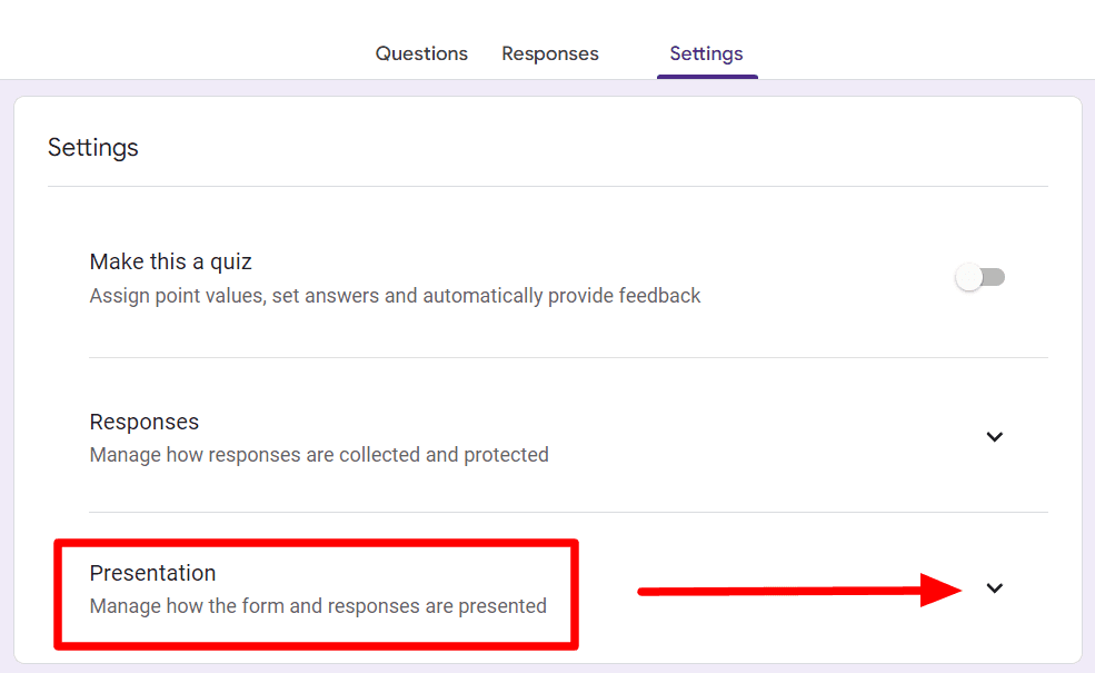 Image accompanying: Step 3: Go to Presentation settings