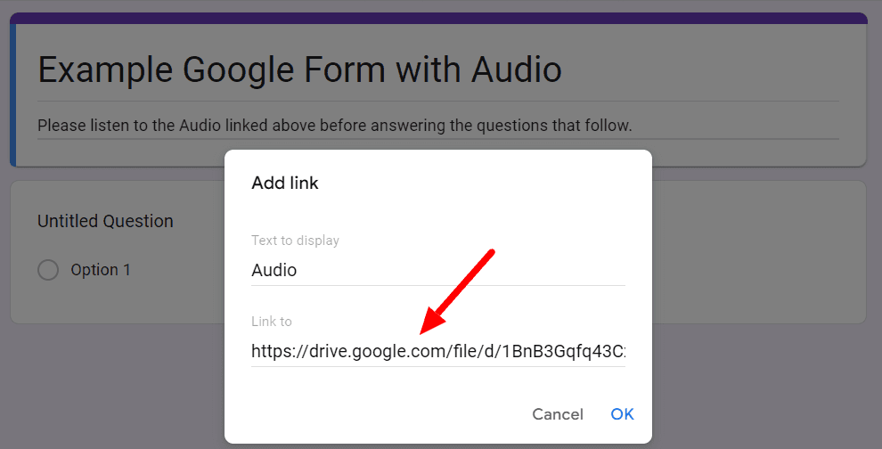 Image accompanying: Step 4: Include your Drive link in the title