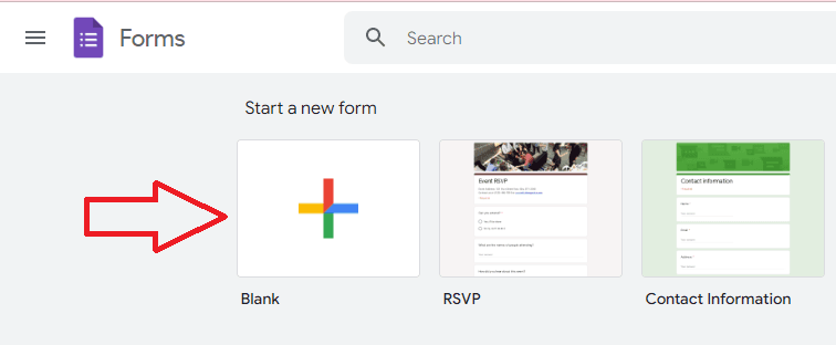 Image accompanying: Step 1: Create a new Google Form