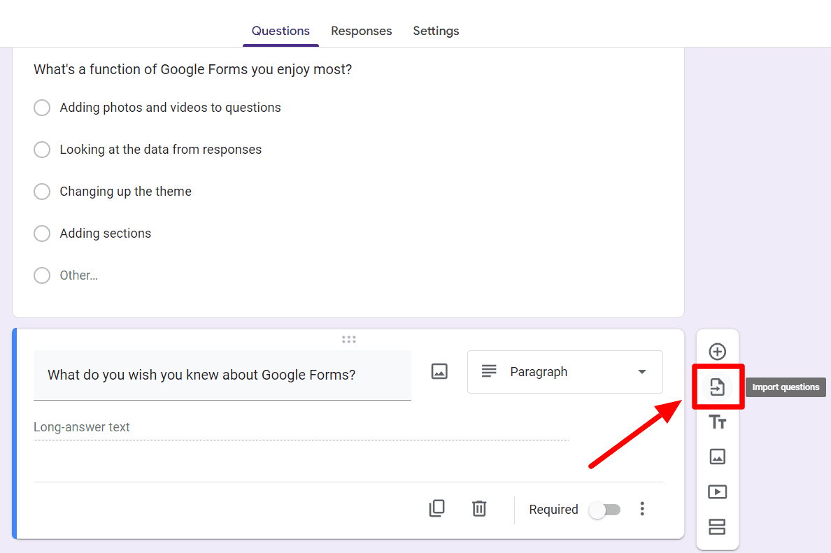 Image accompanying: Import questions from other forms