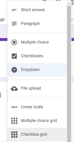 Image accompanying: Question types in Google Forms