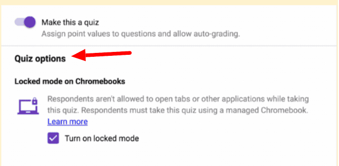 Image accompanying: Step 2: Go to quiz options