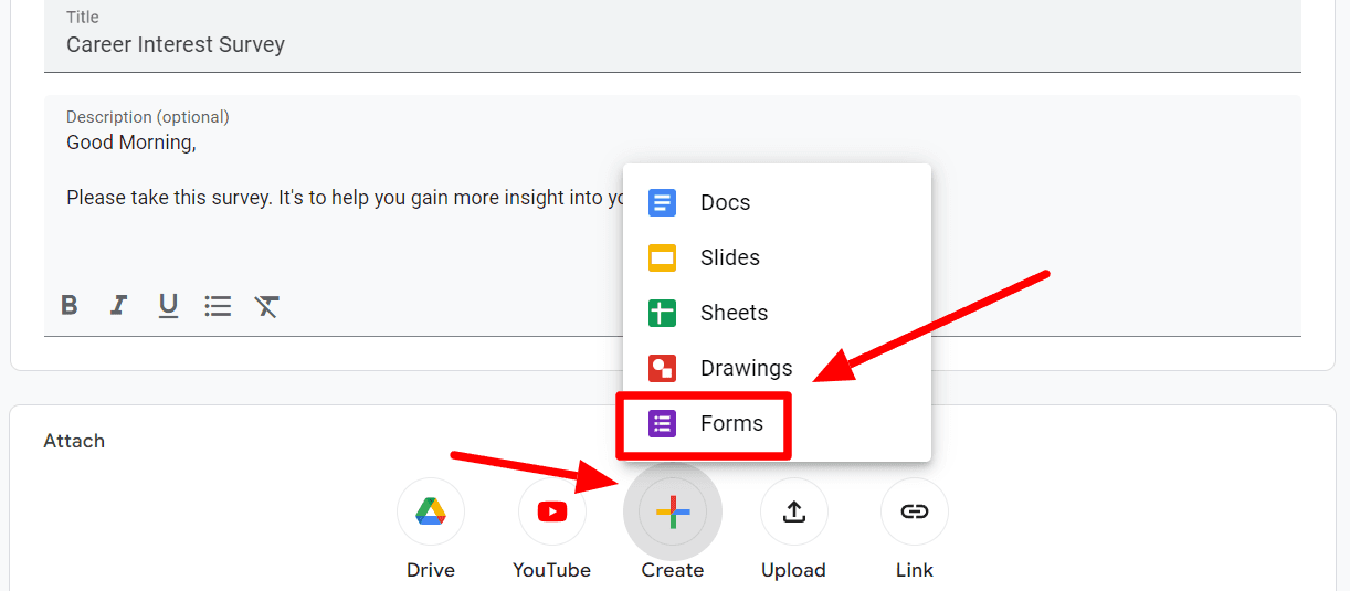 Image accompanying: Step 1: Create a new Google Form