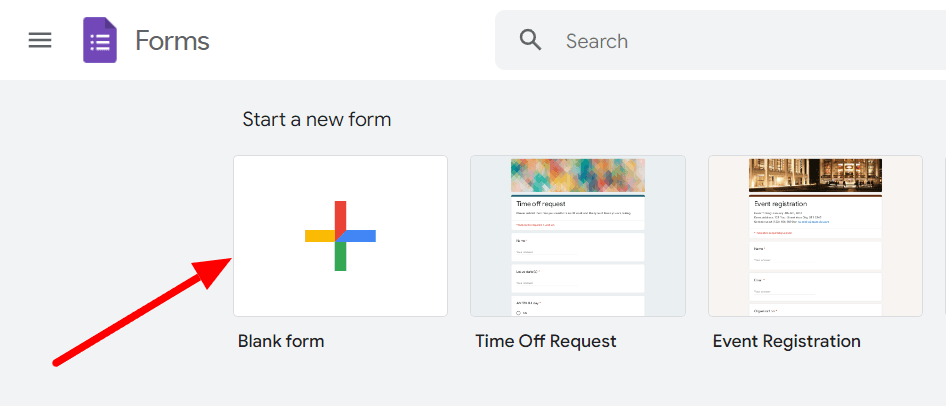 Image accompanying: Step 1: Start a new Google Form