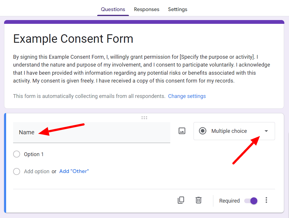 Image accompanying: Step 3: Add questions for personal information