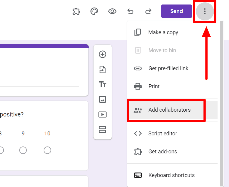 Image accompanying: Option 1: Add collaborators to Google Forms or Google Sheets