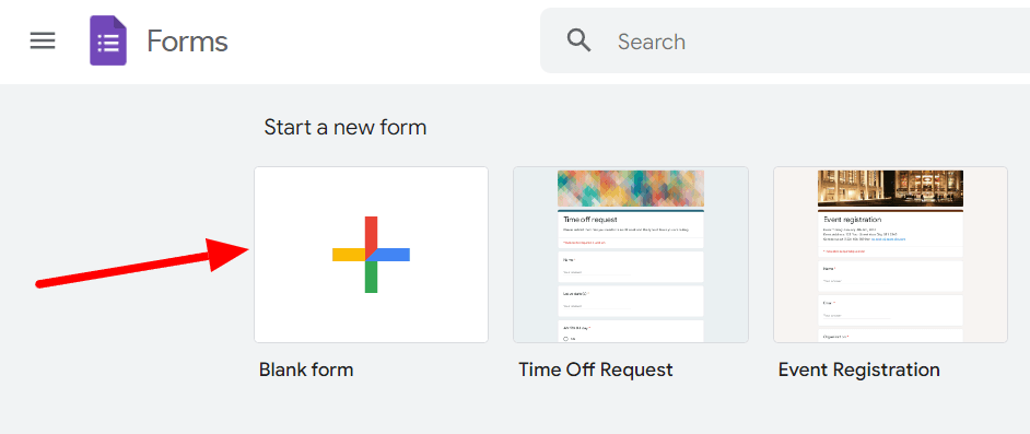 Image accompanying: Step 1: Create a new Google Form