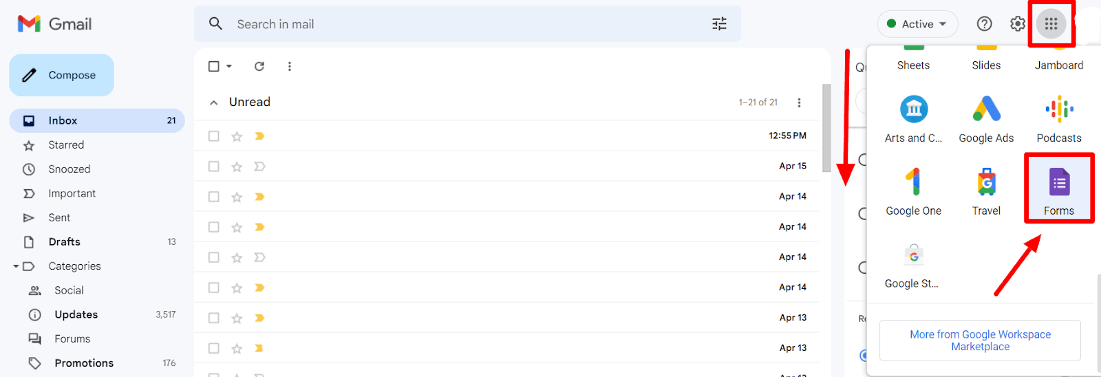 Image accompanying: Step 1: Open up a Google Form