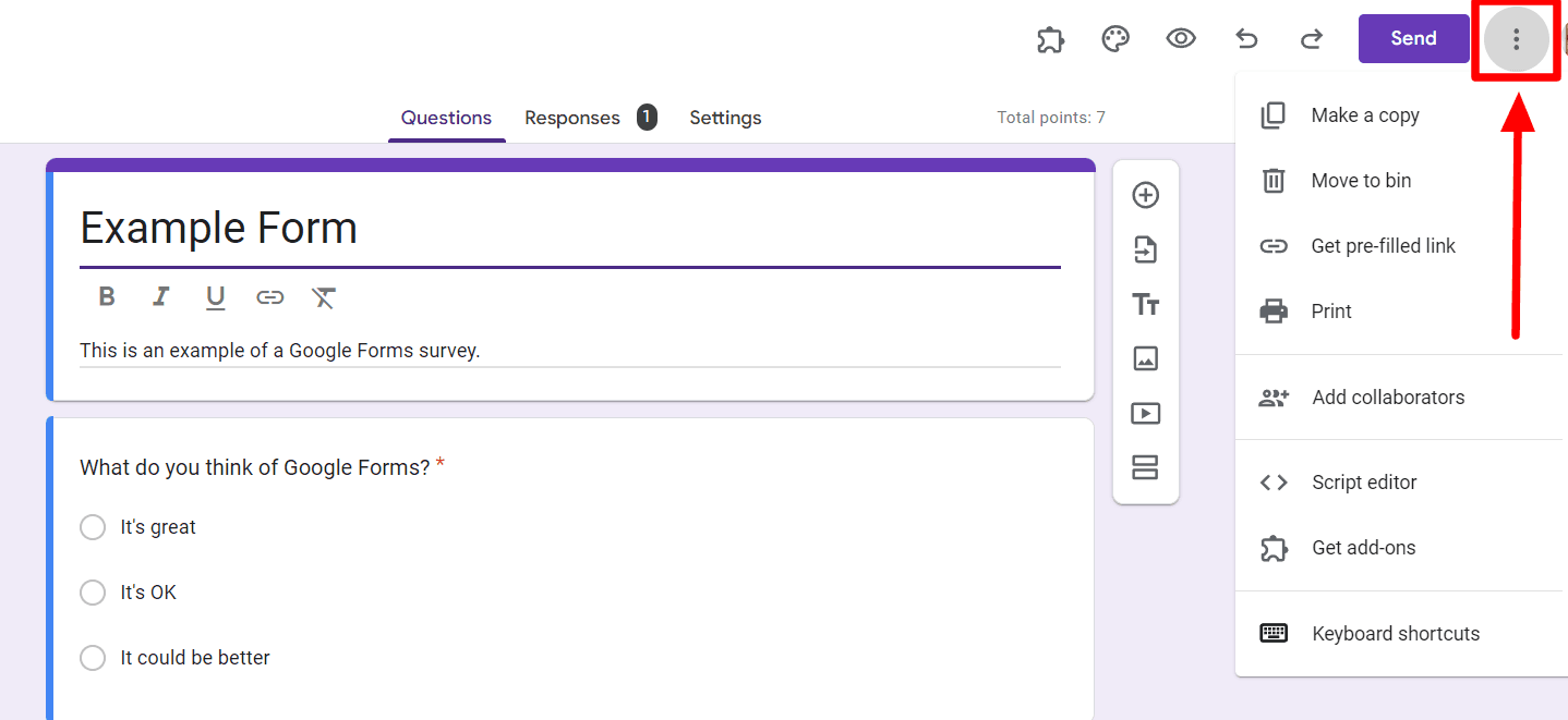 Image accompanying: Step 1: Open Google Form in edit mode