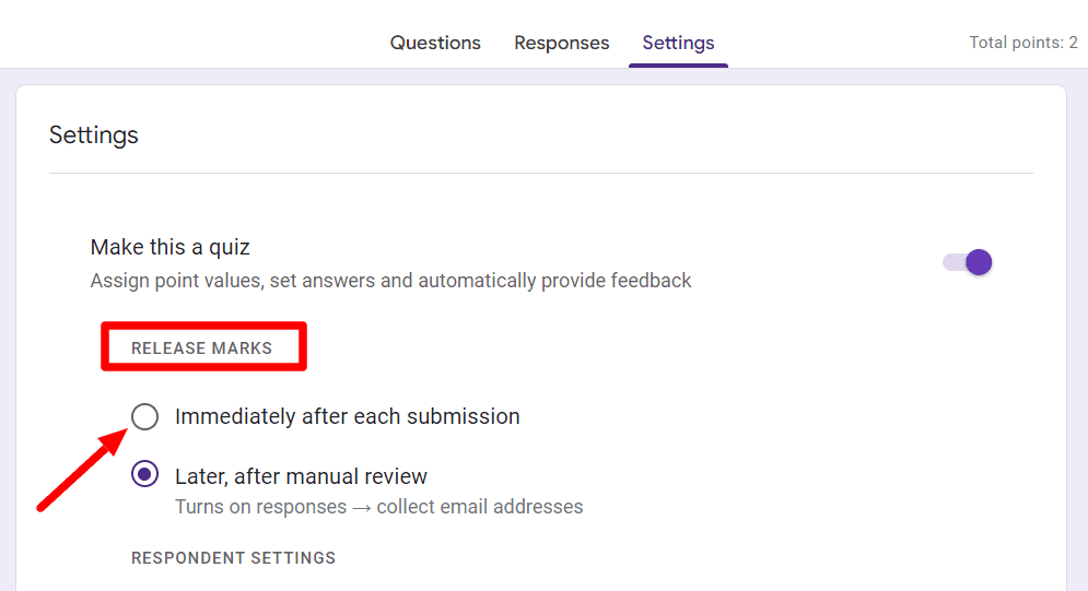 Image accompanying: Step 3: Select from “Release grades” options