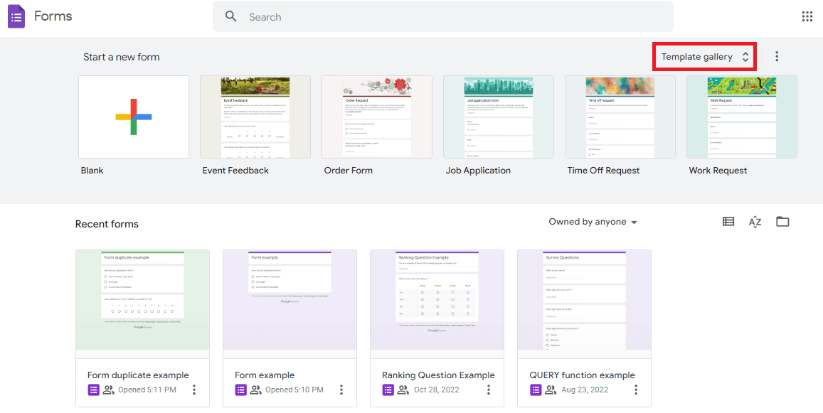 Image accompanying: Step 1: Open Google Forms